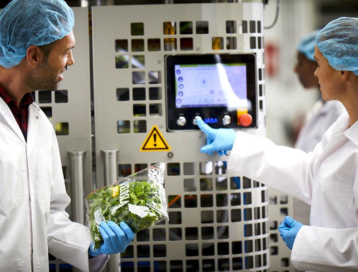 Operation and control of an automated weighing and packaging line for lettuce and leafy greens